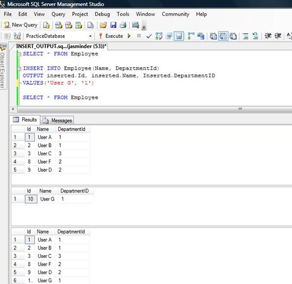 OUTPUT with the INSERT statement
